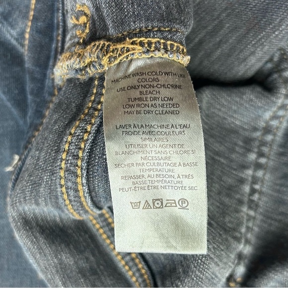 Anthropologie Pilcro The Icon Dark Wash High Rise Flare Jeans Patch Pocket 28 - Picture 13 of 15